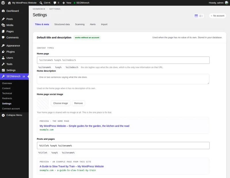 Title and description templates